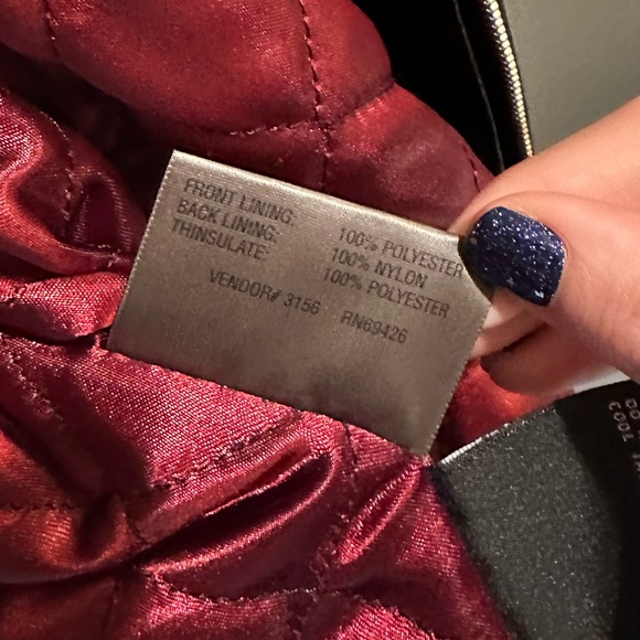 Black Genuine Leather Jacket Wilsons Leather Thinsulate Red Quilted Lining XXL - Picture 5 of 16